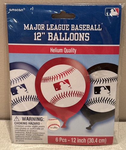 Major League MLB Baseball Logo Birthday Party Six Pack of 12” Balloons. NEW - Picture 2 of 3