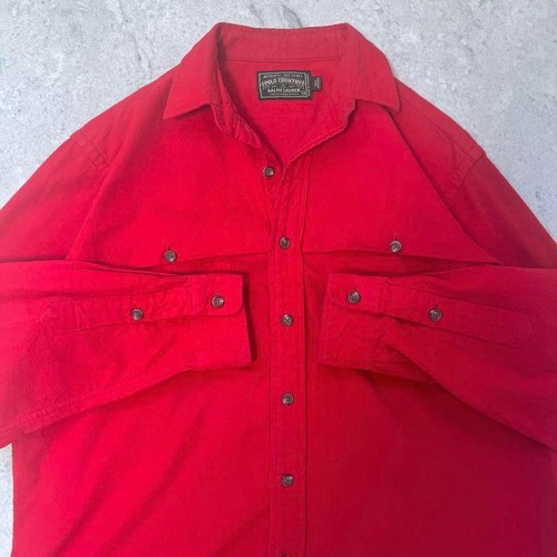 80s Polo Country Red Flannel Shirt M-L Cotton Vintage RRL Style Singapore F/S - Picture 6 of 11