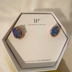 Authentic Celestial Chalice Blue Chalcedony Oval Studs Of Serenity