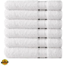 Ultra Soft 6 Pack Hand Towels 16x28 White Weighs 6 Ounces Each - 100 Pure Ri...
