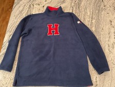 Vintage Tommy Hilfiger Blue Fleece Mock Turtle Pullover Big H Flag Patch Y2K L