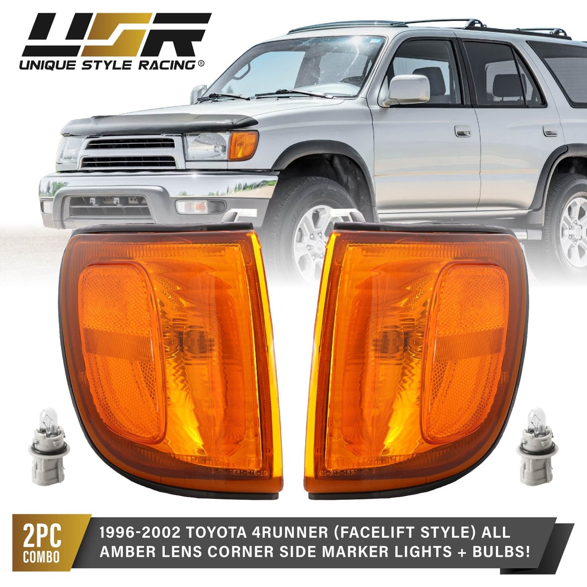 JDM Style Full AMBER Front Corner Light Pair For 99-02 Toyota