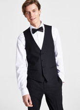 Bar III Men Slim Fit Faille Trim Tuxedo Vest Black Size L