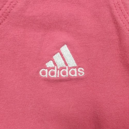 ADIDAS Womens Size 12 Retro Running Gym Vest Pink Stripes Embroidered Sleeveless - Bild 3 von 8