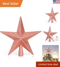 8" Rose Gold Glitter Star Tree Topper - Perfect for Festive Celebrations