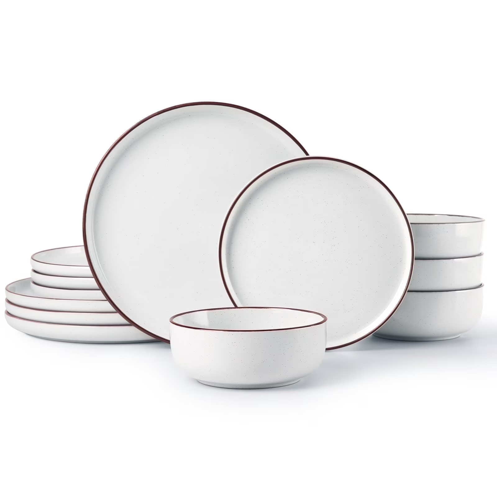 12-Piece Plates and Bowls Sets, Dishes Set for 4, White
