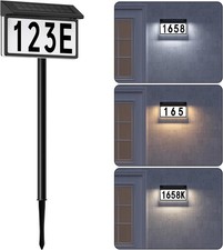 Solar Address Sign, Solar Lighted House Numbers for Outside, 3 Colors Waterproof