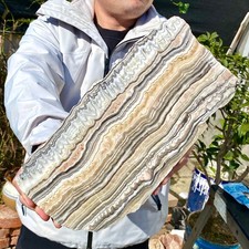 3.86LB Natural agate, zebra stone, crystal mineral, cut and polished in flakes