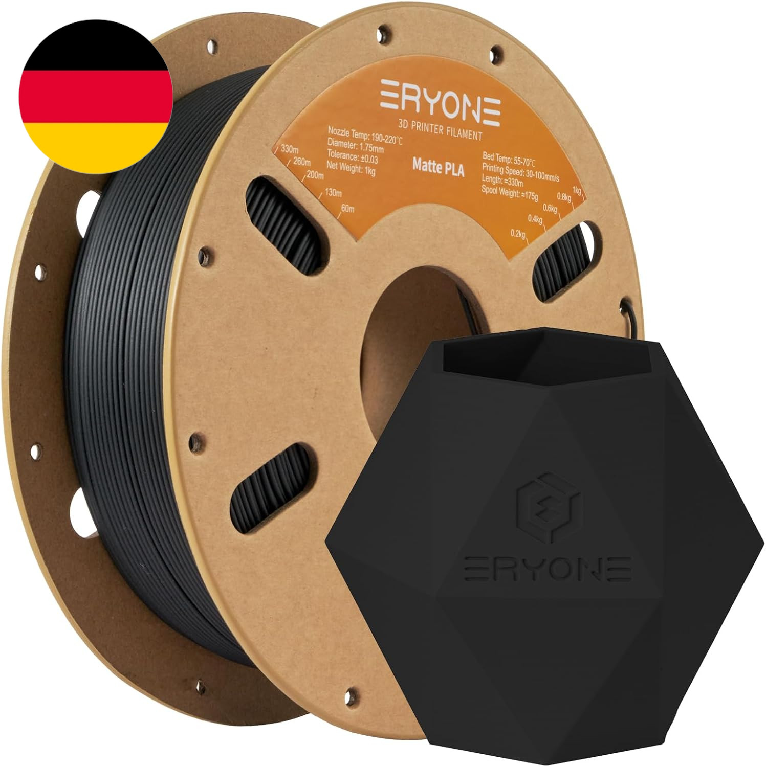 ERYONE Matte PLA 3D Drucker Filament 1.75Mm, Maßgenauigkeit +/- 0.03 Mm, 1 Kg 1