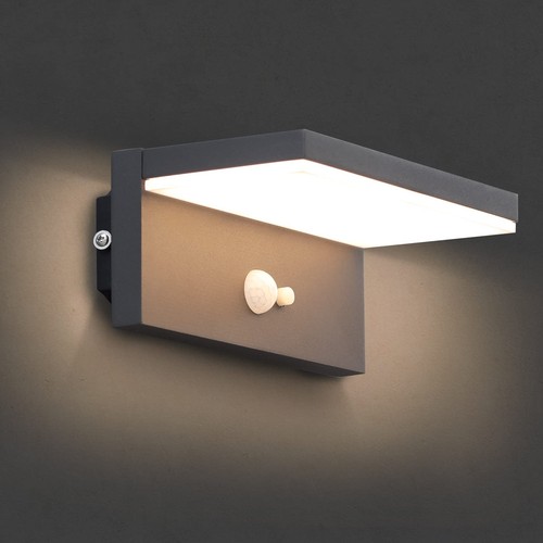 Motion Sensor Solar Wall Lights Outdoor Waterproof LED Solar Wall Sconce Blac...