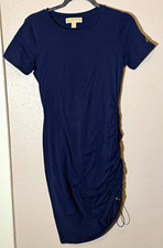Michael Michael Kors Women’s XS Blue Ruched Bodycon T-Shirt Dress Solid