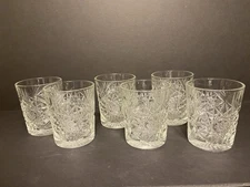 SET OF 6 VINTAGE LIBBEY HOBSTAR DOUBLE ROCKS OLD FASHIONED GLASSES