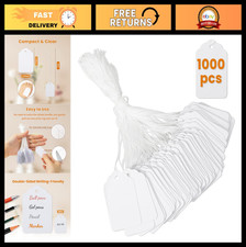 1000 White Price Tags with String - 1.375x2.125" Writeable Tags for Gifts, Cloth
