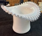 New ListingVTG Fenton Silvercrest Top Hat Large 7” Approx Milk Glass Figurine Or Vase 1960s