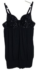 VTG Y2K Corset Babydoll Top Heavy Beading Going Out Dark Fairy Glam Whimsigoth