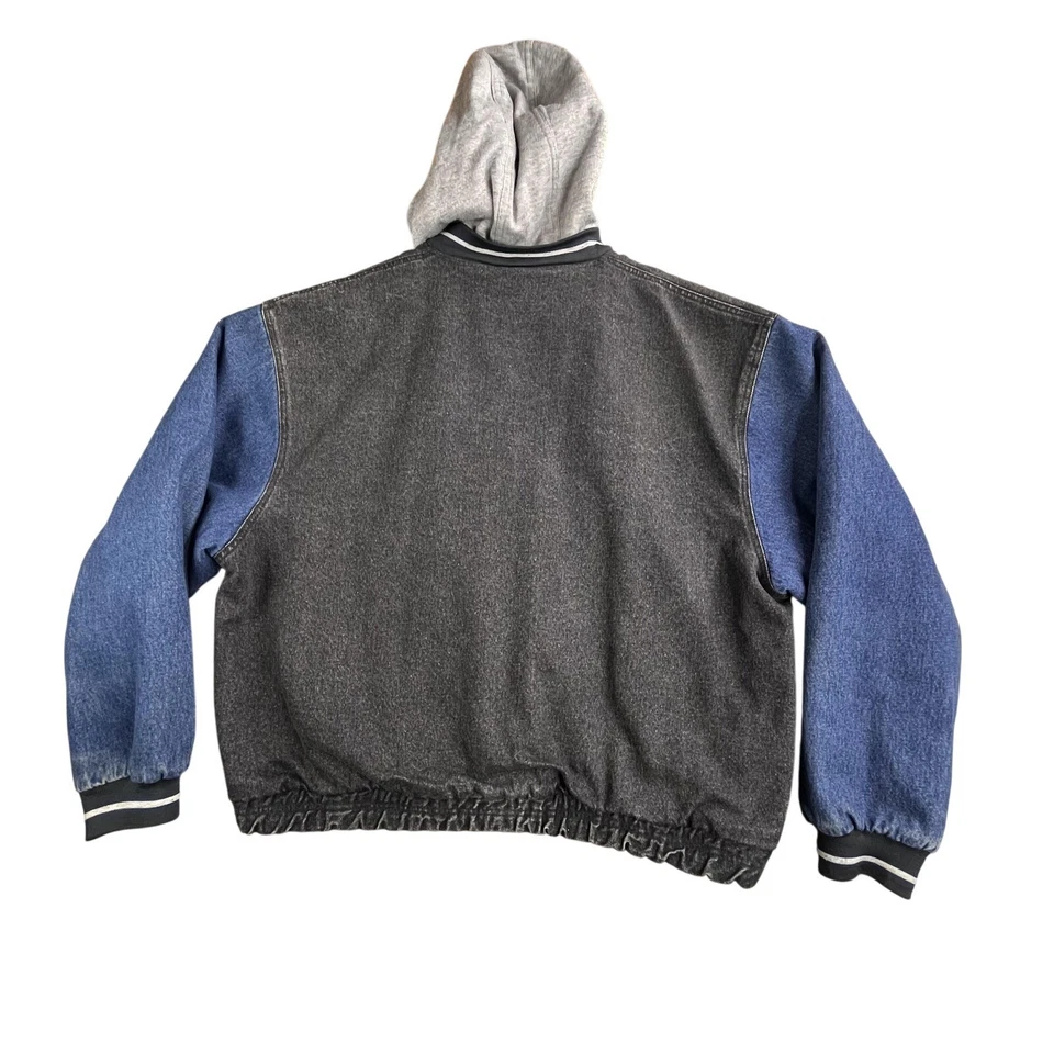 De Colección Chaqueta de Viaje Yukon Para Hombres 2XL Negro Denim Abrigo Universitario A Presión Y2K Ropa de Calle Foto 2 de 4