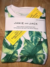 6-12M Janie And Jack Green Leaf 2 Piece Pajama Set BNWTS