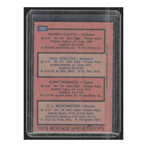 1978 1978 Rookie Shortstops Paul Molitor/Alan Trammell RC New York Yankees/Milwa - Picture 2 of 3