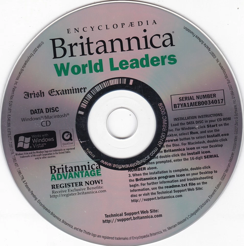 ENCYCLOPEDIA BRITANNICA WORLD LEADERS ( IRISH CD ROM ) - Bild 3 von 3