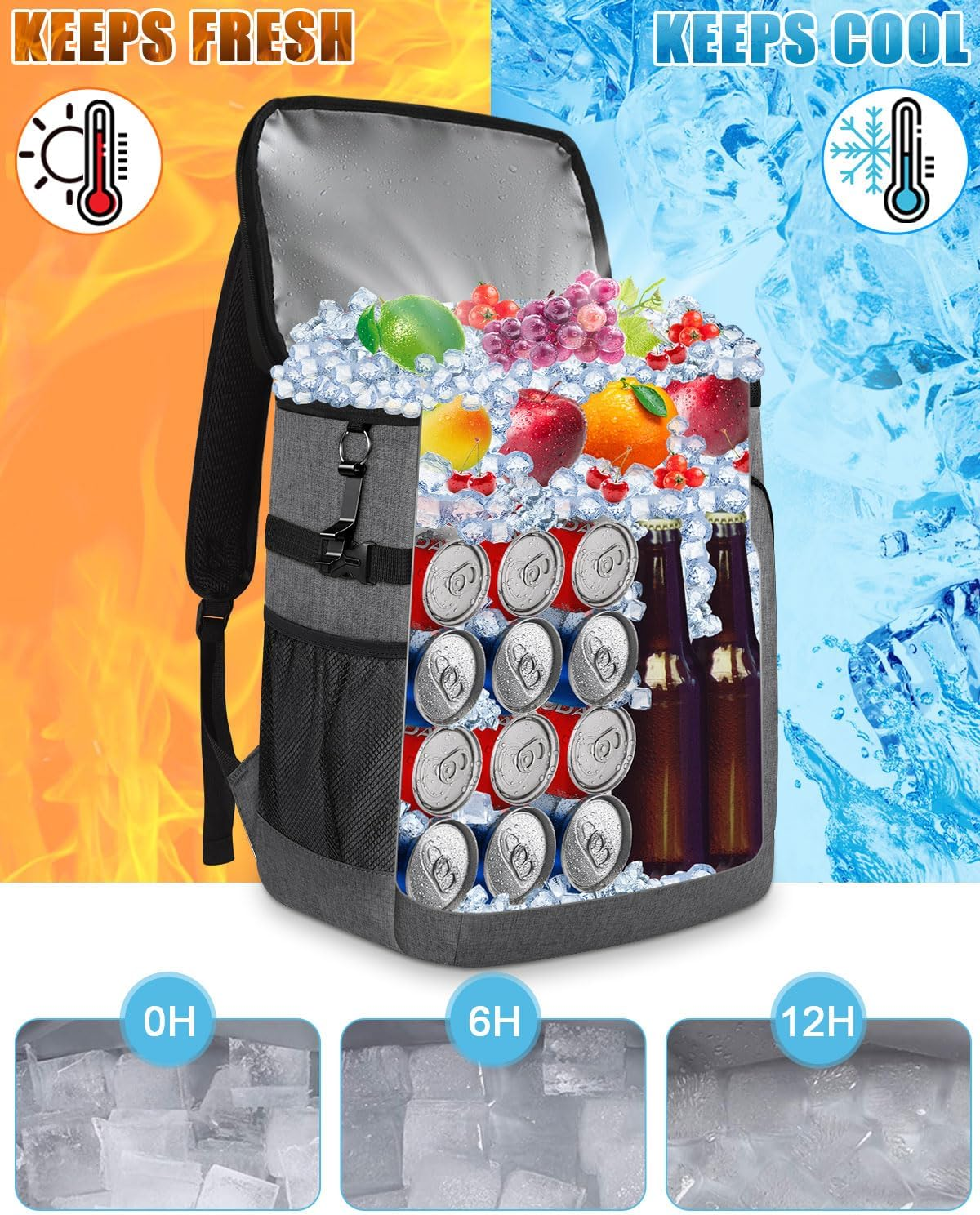 Insulated Leak-Proof Cooler Backpack Holds 36-45 Cans for Camping & Outdoor Adventures