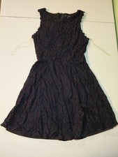 As U Wish Sleeveless Black Lace A-Line Dress Floral Pattern Zip Closure Size S