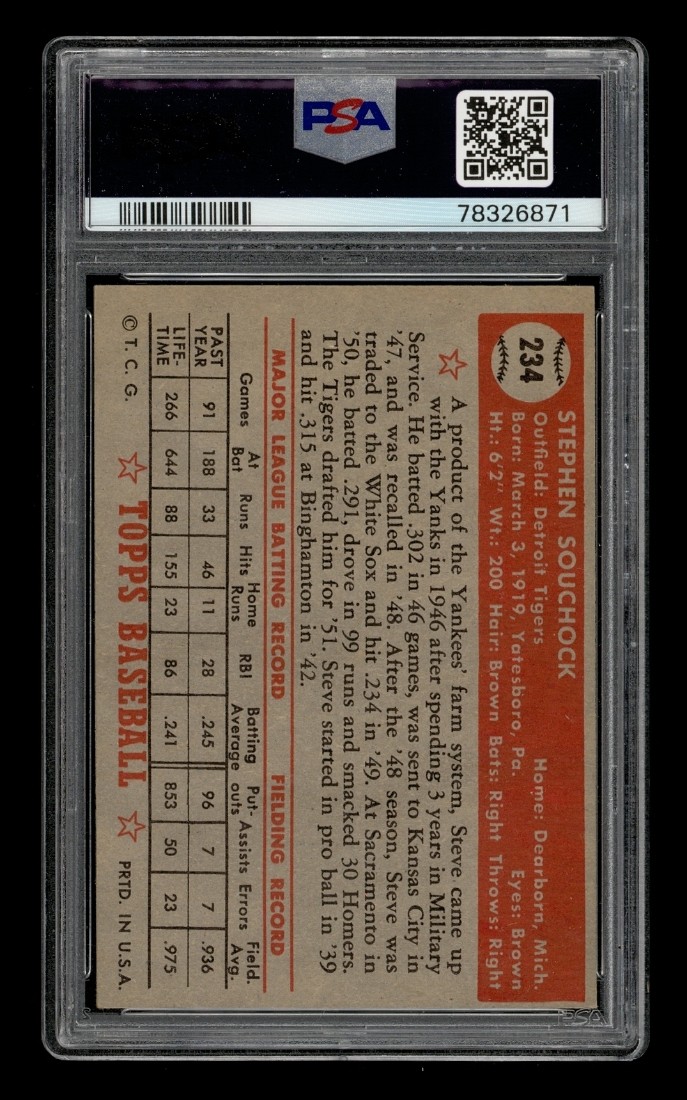1952 Topps Set-Break #234 Steve Souchock PSA 6 EX-MT view 2