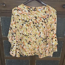 Kasper Women PM Autumn Top Bell Sleeve Comfort Splatter Art Lightweight