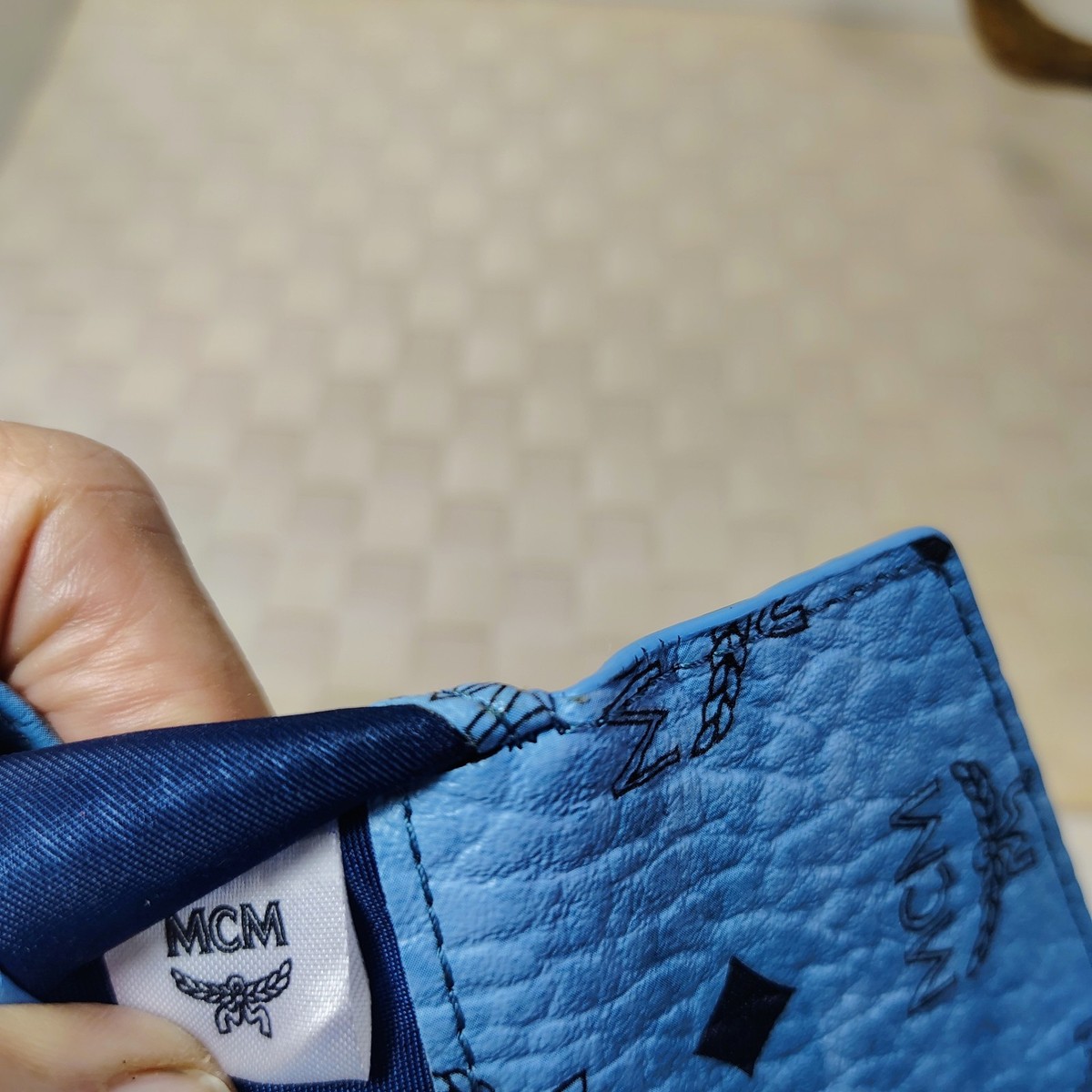 Authentic MCM Envelope Pouch Clutch Blue Visetos Novelty GWP New