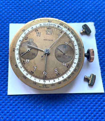 Original LANDERON 8 CHRONOGRAPH movement running & ARCADIA dial 32.5 mm (17616)