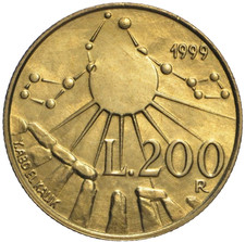 MONETA DA LIRE 200 S. MRINO DEL 1999 IN FDC