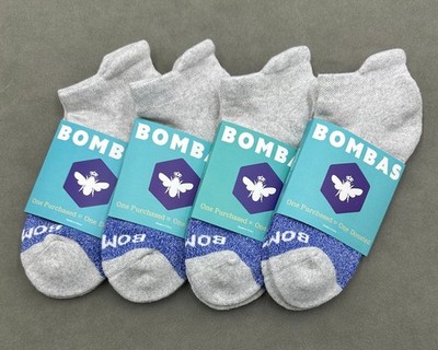 4 Pairs Men's Tri-Block Cushion Ankle Socks Size Med 6-9 Light blue BOMBAS