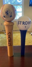 Vintage Stroh's Beer Baseball Bat & Golf Ball Handle Tap Barware Mancave 10"