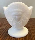 Vintage Kemple Milk Glass Native American Indian Chief Match or Toothpick Holder