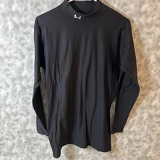 Under Armour Mens Black Compression Shirt Base Layer Mock Neck Lg