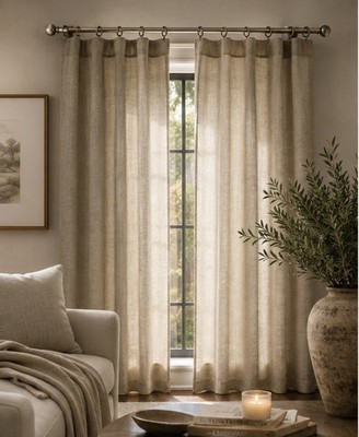 Pottery Barn 100% Linen Curtain Panels 54x96 Natural Beige Luxury Drapes