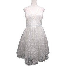 Embroidered White Mini Dress XL Fairy Garden Summer Spring Wedding Guest NEW