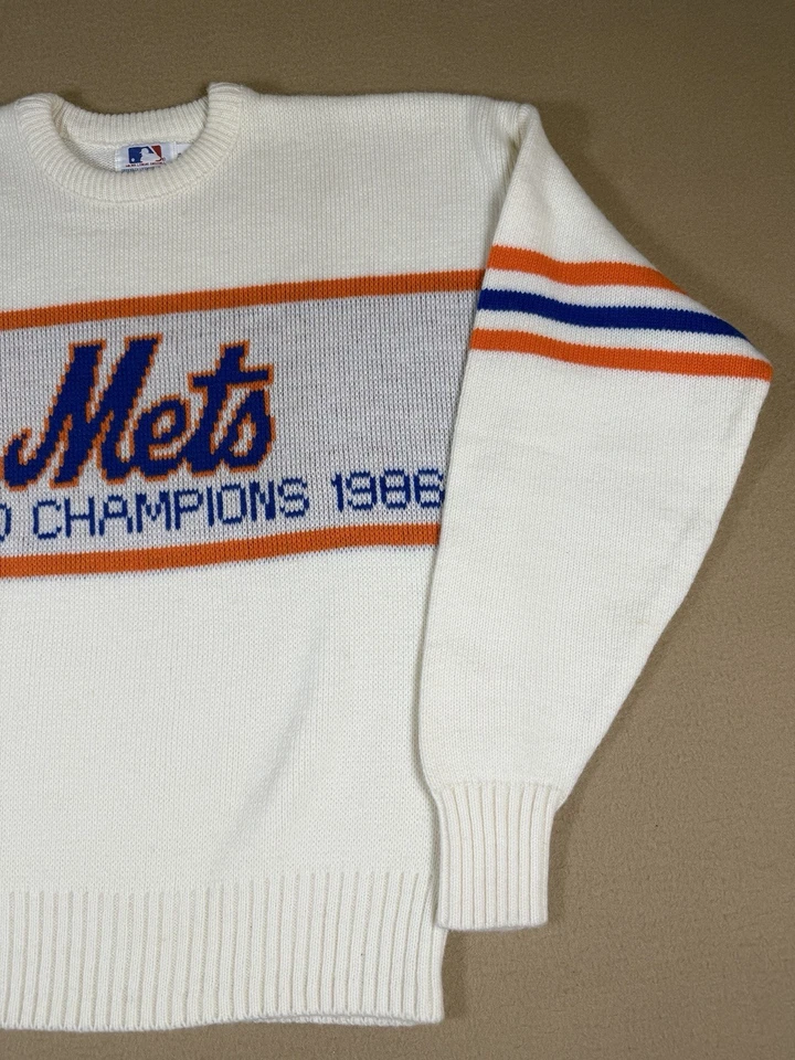 Vintage New York Mets World Champions 1986 World Series Sweater Size Large RARE - Image 4 of 4