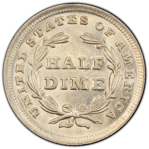 1838 H10C No Drapery Liberty Seated Half Dime PCGS MS64 (CAC) - Picture 2 of 3