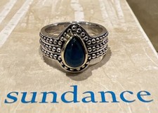 NWT Sundance Catalog Silver Apatite  Deep Blue Sea Ring  Size 8 138
