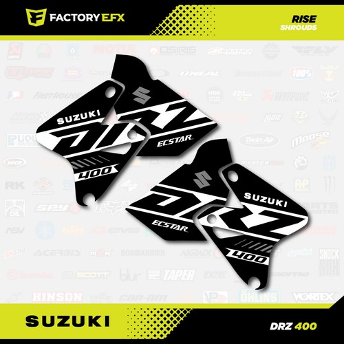 Blk White Gray Rise Racing Graphic Kit fits Suzuki Drz400 Drz 400 Drz400sm 400sm - Foto 4 di 11