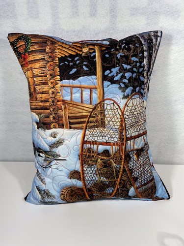 Quilted Pillow Set of 2 Christmas Memories 20X17" Handmade & Pillow Insert - Picture 3 of 11