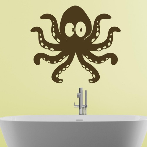Linda calcomanía adhesiva de pared de pulpo de dibujos animados animales niños guardería baño dormitorio - Imagen 5 de 36