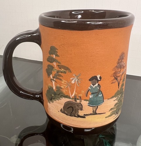 Vintage Honduras Volkskunst teilglasiert handbemalt Terrakotta Becher