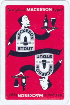 Spielkarten Einzelkarte alt Vintage MACKESON Brauerei BIER Werbung KELLNER D