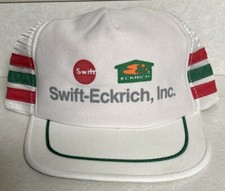 Vintage SWIFT-ECKRICH, INC. Mesh 3-Stripe SnapBack Trucker Hat/Cap Made In USA