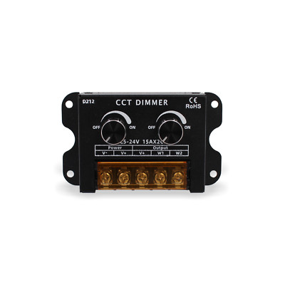LED PWM 1-100% CCT Dimmregler für LED-Stripes DC5-24V 15A*2CH 24V 720W | Schwarz