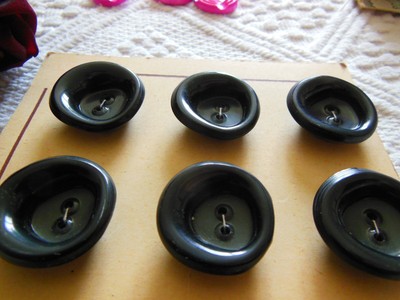 Lot De 12 Boutons Vintage Noirs - Diamètre 2,6 Cm - Avec Trous - Pour Couture Ou Décoration