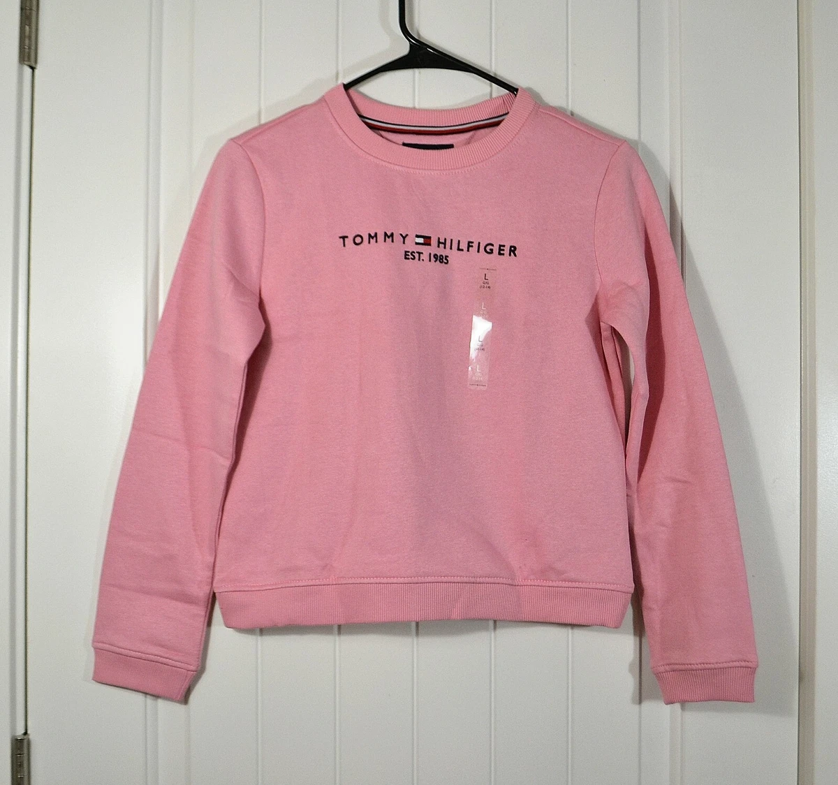 NWT KIDS YOUTH GIRLS TOMMY HILFIGER PINK SWEATSHIRT LOGO LONG