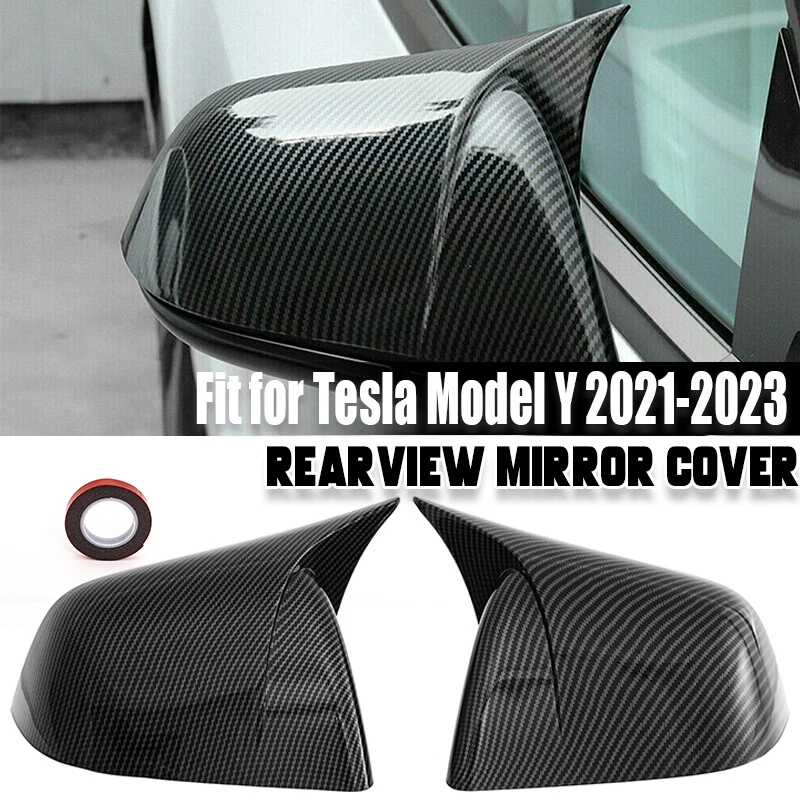 For 2020-2022 Tesla Model Y Carbon Fiber Style Mirror Cover ABS Car Accessories