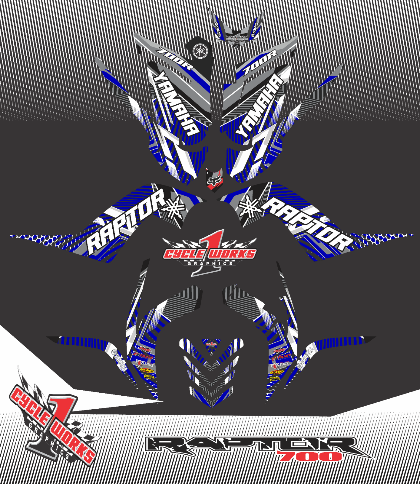 Graphics Kit for YAMAHA RAPTOR 700 (2006-2012) 700R CUSTOM Decal KIT ...